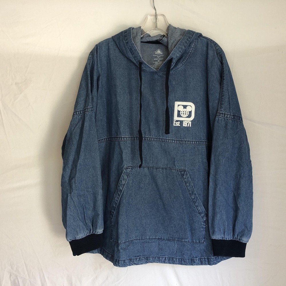 Disney Hoodie Mens M Blue Denim Pullover Walt Disney World Spirit Jersey Graphic
